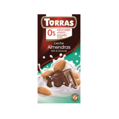 Czekolada mleczna z migdałami bez cukru 75 g Torras